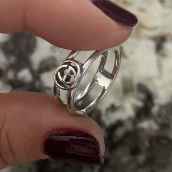 GUCCI Interlocking GG Ring, Sterling Silver 925, IT Size 17, USA Size Approx. 8 - Picture 5 of 10
